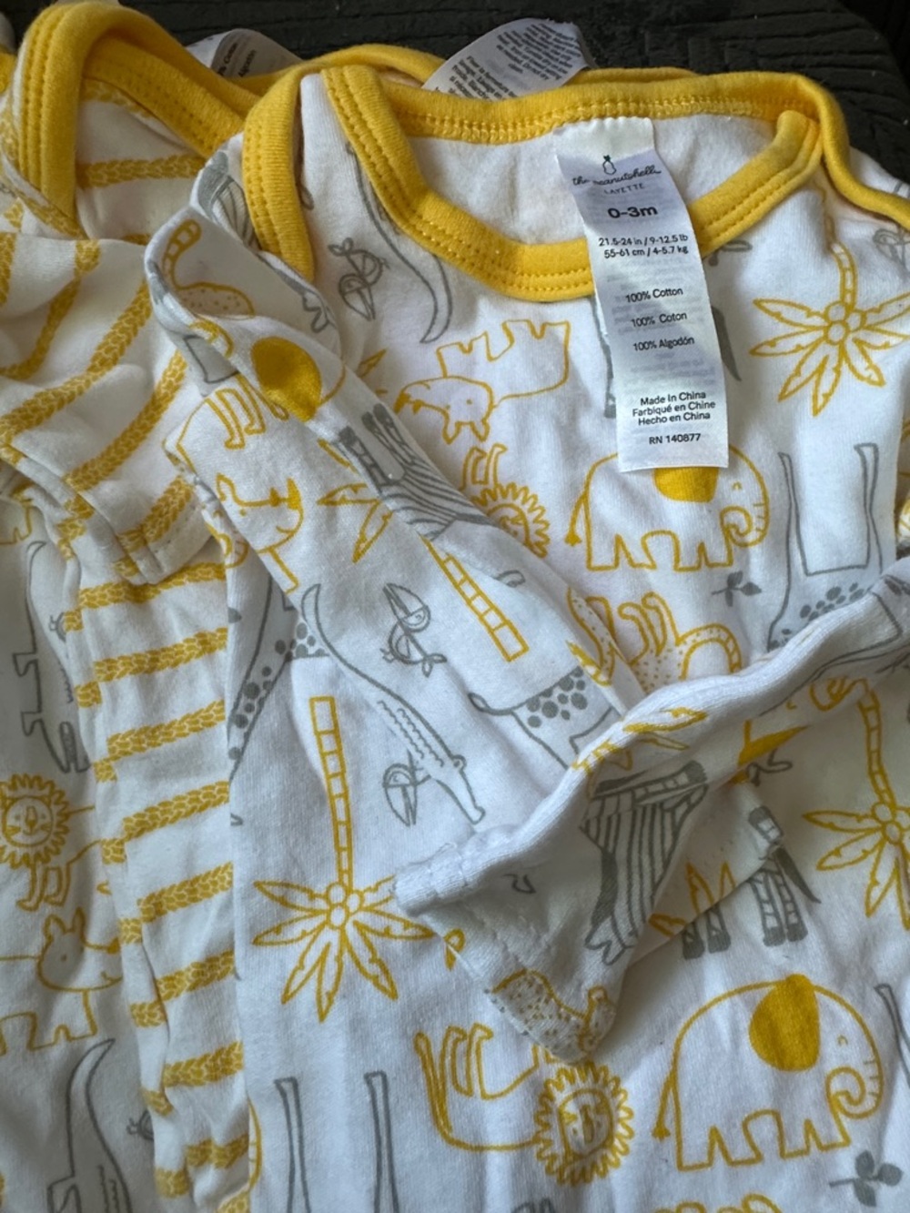 Carter's Yellow & Gray Safari Cotton Baby Bodysuit - 0-3M